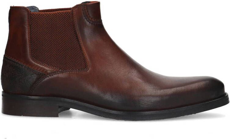 Manfield Heren Donkerbruine leren chelsea boots