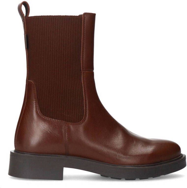 Manfield Dames Bruine leren chelsea boots