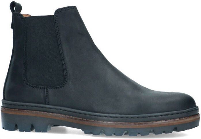 Manfield Heren Zwarte leren chelsea boots