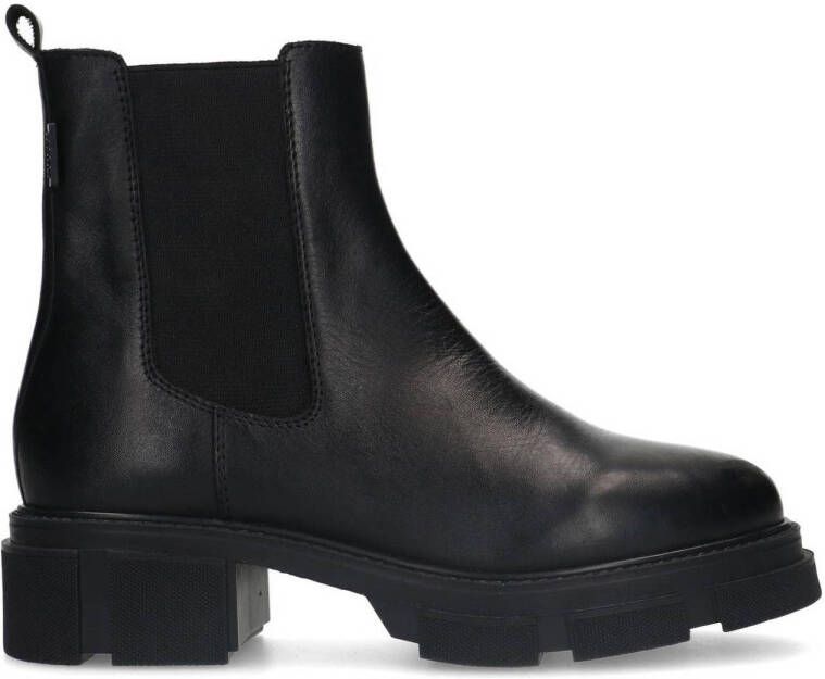 Manfield chunky leren enkelboots zwart