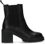 Manfield Dames Zwarte leren chelsea boots met hak - Thumbnail 1