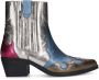 Manfield Dames Blauwe metallic leren cowboy laarzen - Thumbnail 1