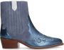 Manfield Dames Blauwe suède metallic cowboy laarzen - Thumbnail 1