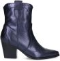 Manfield Dames Blauwe metallic leren cowboy laarzen - Thumbnail 1