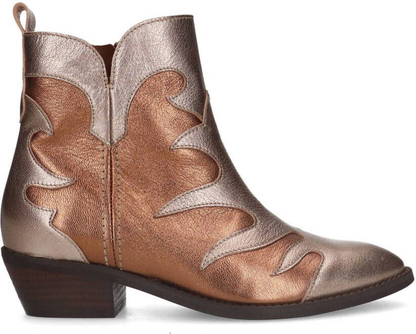 Manfield Dames Zilverkleurige metallic leren cowboy laarzen