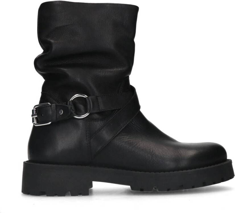 Manfield Dames Zwarte leren biker boots