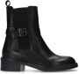 Manfield Dames Zwarte leren chelsea boots met gesp - Thumbnail 1