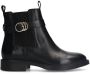 Manfield Dames Zwarte leren chelsea boots met gesp - Thumbnail 1