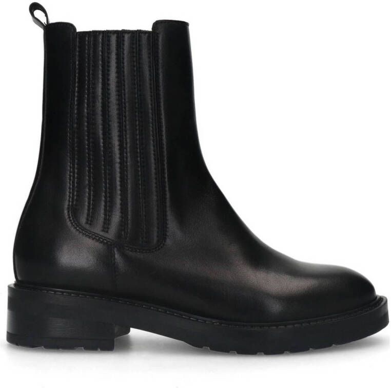 Manfield Dames Zwarte leren chelsea boots