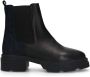 Manfield Dames Zwarte leren chelsea boots met stoffen achterkant - Thumbnail 1