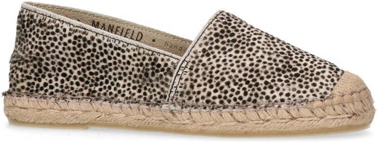 Manfield leren espadrilles met panterprint