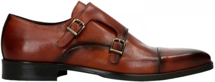 Manfield Heren Cognac gespschoenen van leer