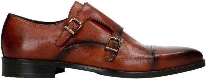 Manfield Heren Cognac gespschoenen van leer