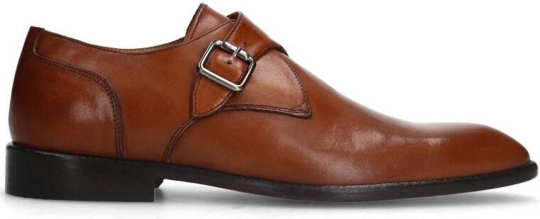 Manfield leren gespschoenen cognac