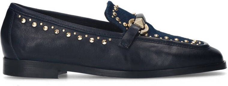 Manfield leren loafers donkerblauw