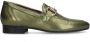 Manfield Dames Groene leren loafers met goudkleurig detail - Thumbnail 1