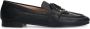 Manfield Dames Zwarte leren loafers met goudkleurig detail - Thumbnail 1