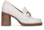 Manfield Dames Witte leren loafer pumps - Thumbnail 1