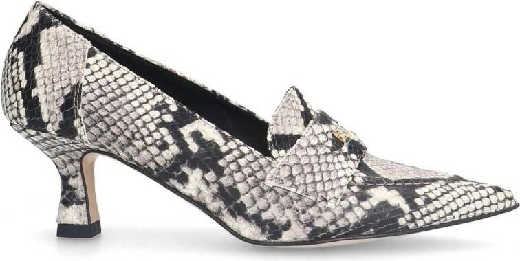 Manfield leren pumps met slangenprint grijs