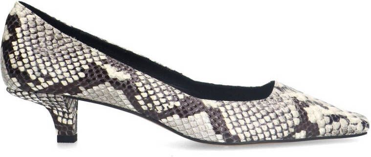 Manfield leren pumps met slangenprint grijs