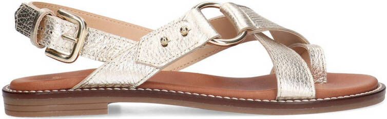 Manfield Dames Goudkleurige leren sandalen