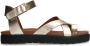 Manfield Dames Gouden leren sandalen met plateauzool - Thumbnail 1