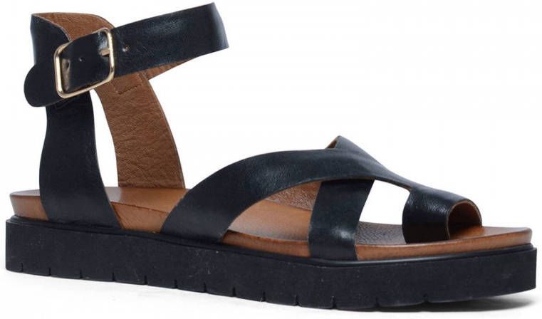 Manfield leren sandalen zwart