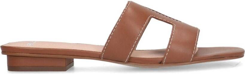 Manfield Dames Cognac leren slippers