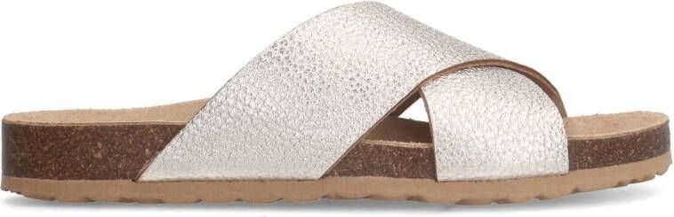 Manfield leren slippers goud