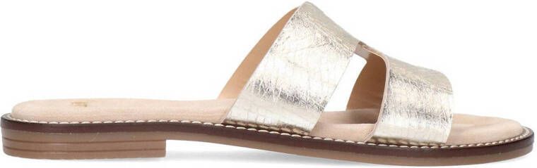 Manfield Dames Goudkleurige metallic slippers