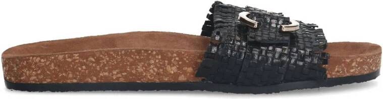 Manfield leren slippers zwart