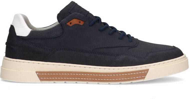 Manfield Heren Donkerblauwe nubuck sneakers