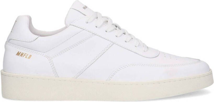 Manfield Heren Witte leren sneakers