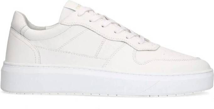 Manfield Heren Witte leren sneakers