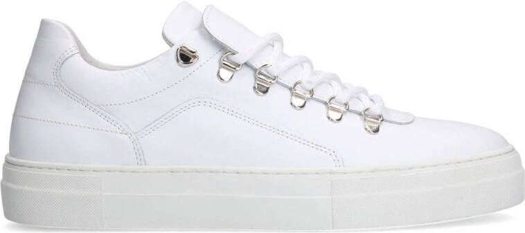 Manfield Heren Witte leren sneakers