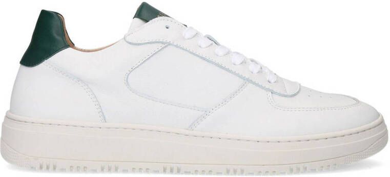 Manfield Heren Witte leren sneakers