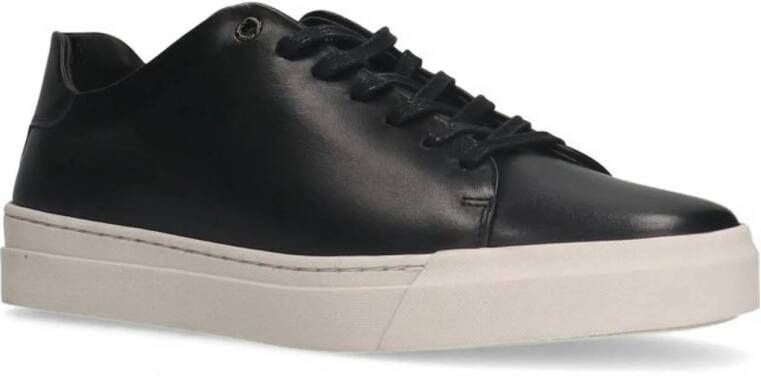 Manfield Heren Zwarte leren sneakers