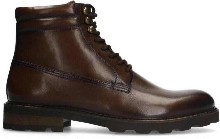 Manfield leren veterboots bruin