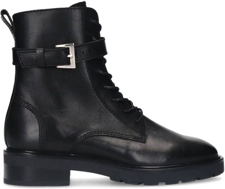 Manfield leren veterboots zwart