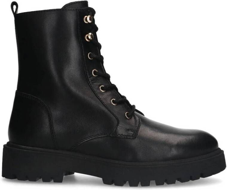 Manfield leren veterboots zwart