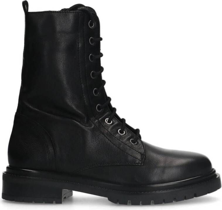 Manfield leren veterboots zwart