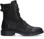 Manfield Dames Zwarte leren veterboots - Thumbnail 1