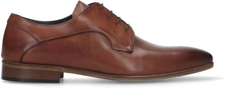 Manfield Heren Cognac leren veterschoenen