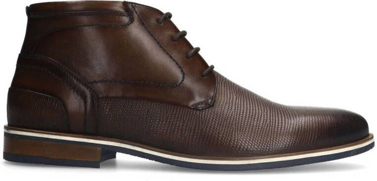 Manfield leren veterschoenen donkerbruin