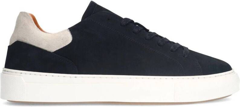 Manfield Heren Zwarte nubuck sneakers met grijze details