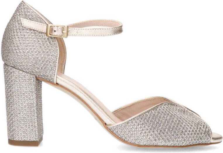 Manfield Dames Gouden glitter sandalen met hak