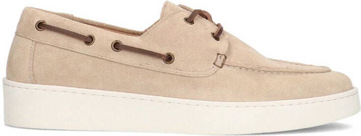 Manfield Heren Beige suède veterschoenen