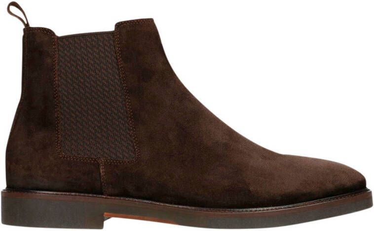 Manfield Heren Bruine chelseaboots van suède