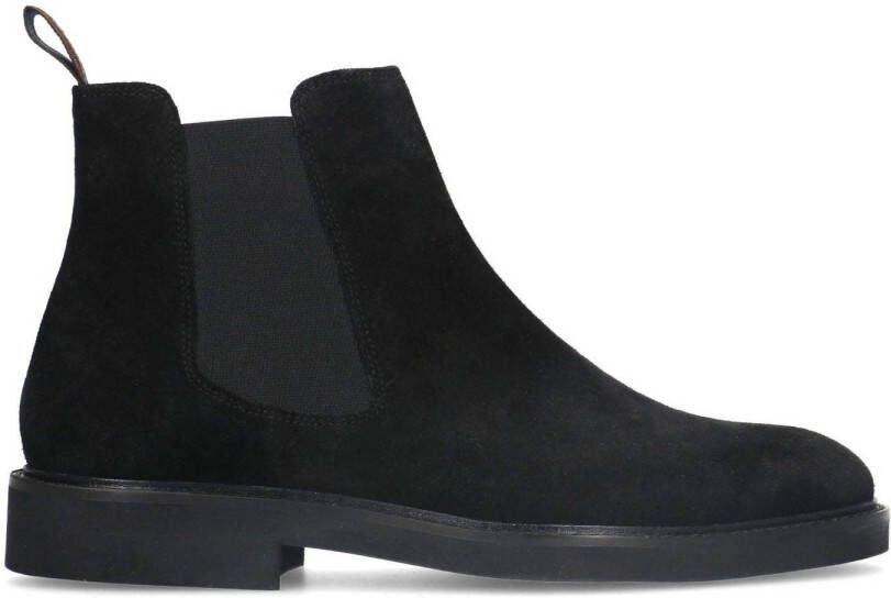 Manfield Heren Zwarte suède chelsea boots