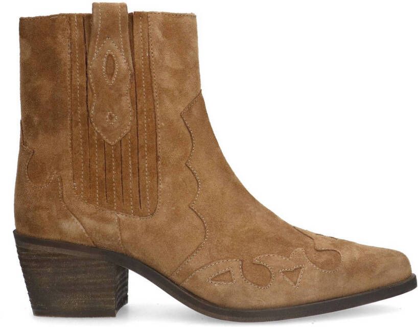 Manfield suède cowboy laarzen cognac